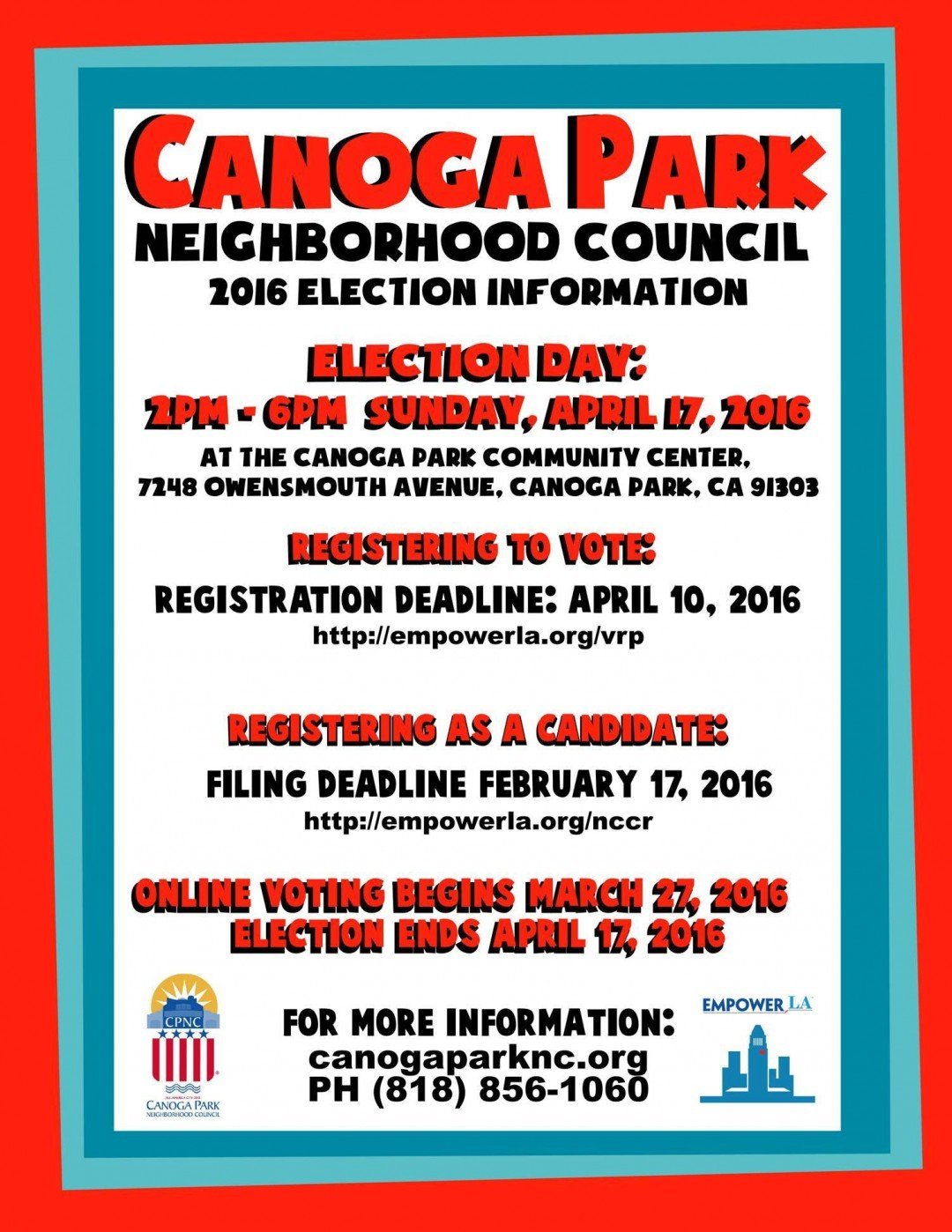 Canoga Park Neighborhood Council Election – Important Dates!