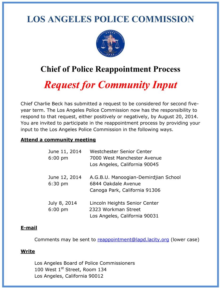 LAPD Request for Community Input