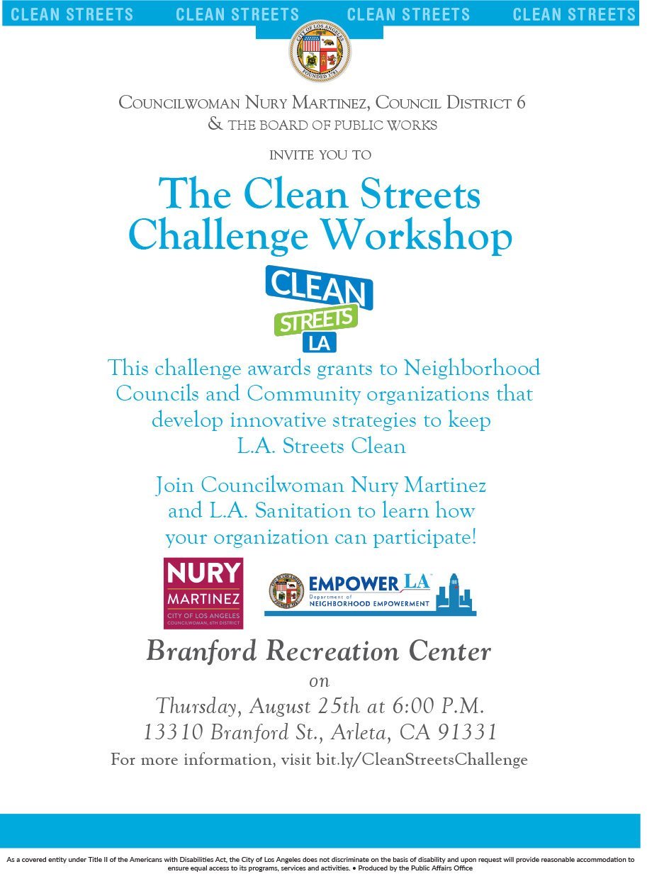 Clean Streets Challenge Workshop – August 25
