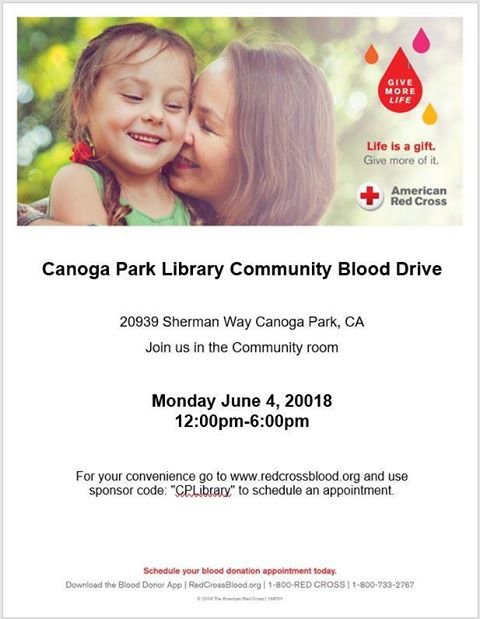 Canoga Park Library Blood Drive – June 4