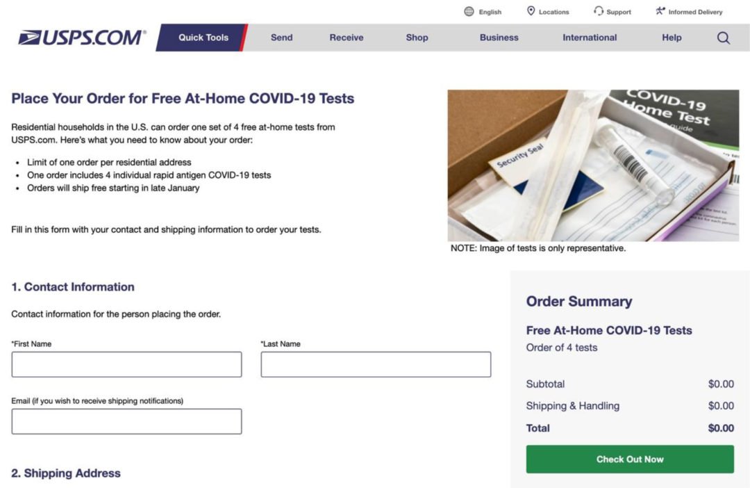 Place Your Order for Free At-Home COVID-19 Test Kits