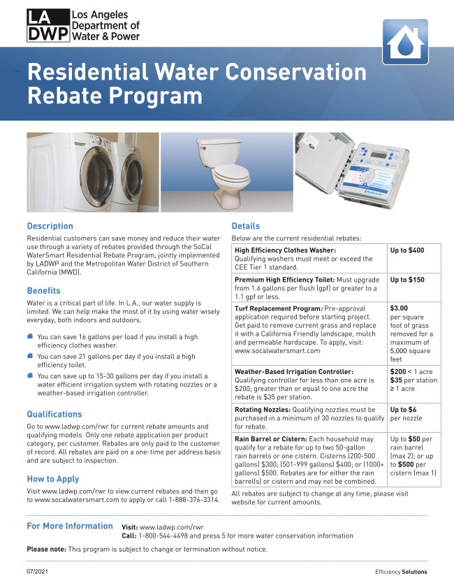 LADWP Residential and Commercial Water Conservation Rebates