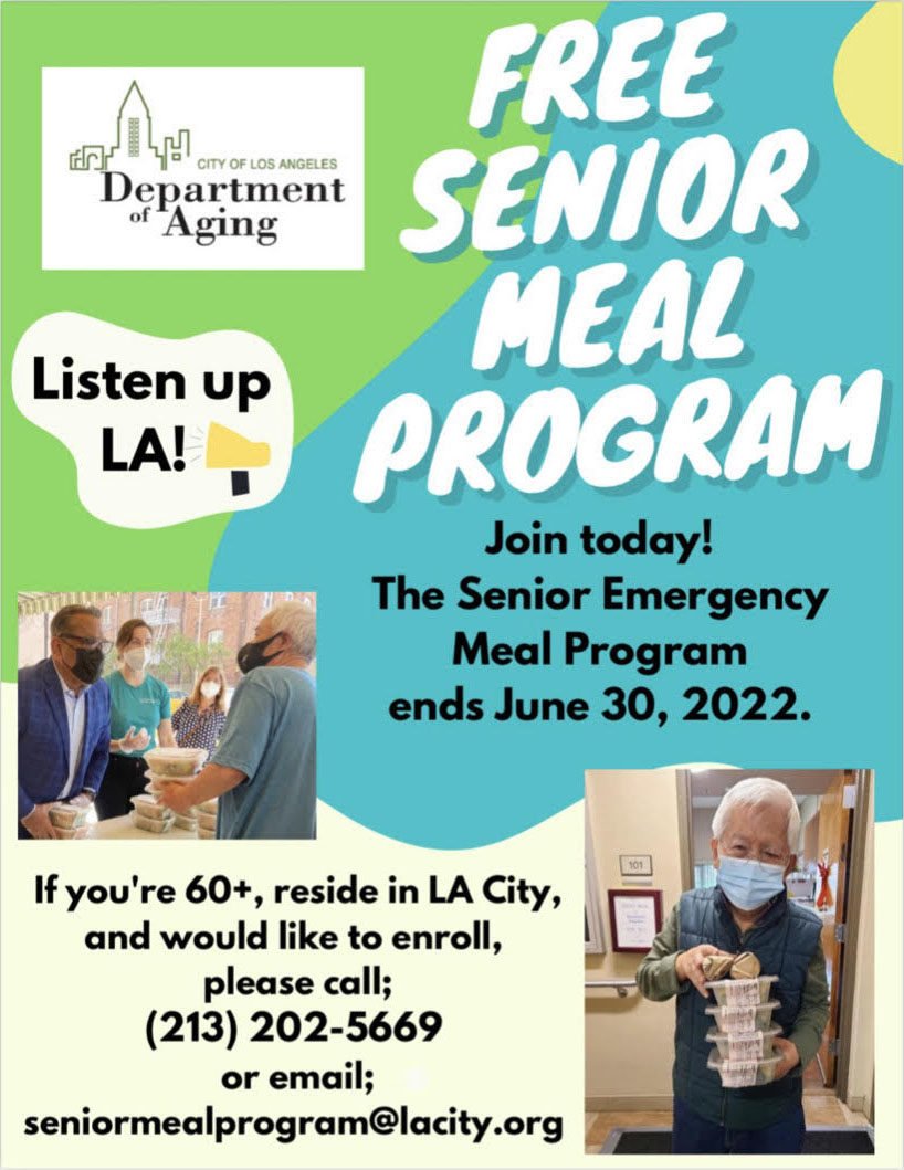 Free Senior Meal Program – Ends June 30, 2022